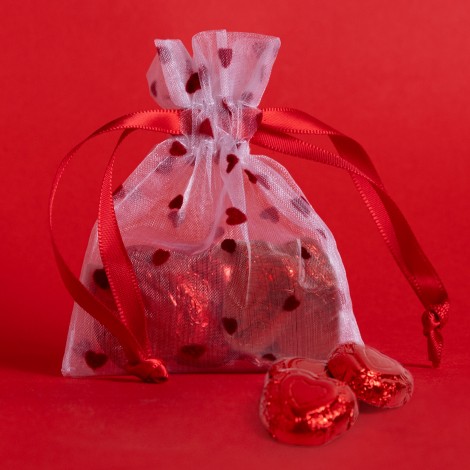 4pc Foiled Hearts in Chiffon Pouch