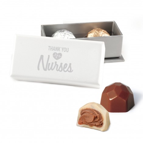 Thank You Nurses 2 pc Deco Truffle Box with Foil Wrapped Hazelnut Truffles