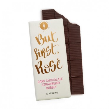 But First Rose Dark Chocolate Strawberry Bubbly Flavored 3oz. Bar