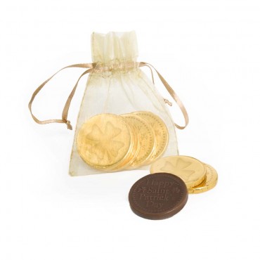 St. Patrick's Day Lucky Coins In Chiffon Pouch (Gold)